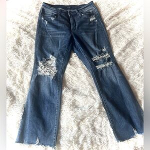 Judy Blue Distressed Dark Blue Skinny Boot Cut Jeans 16W